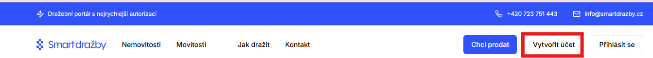 Vytvořit účet tlačítko